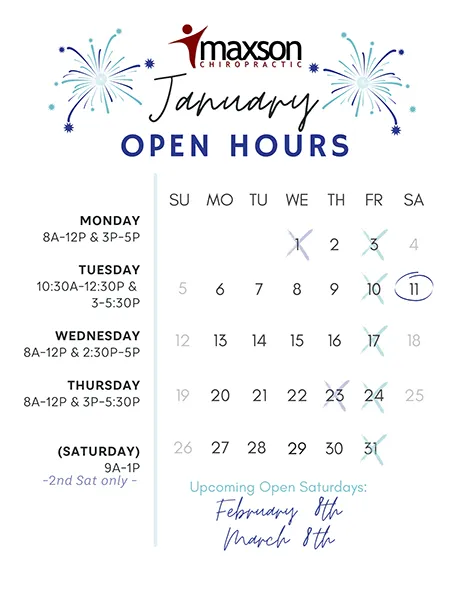 Chiropractic Richmond TX January Calendar