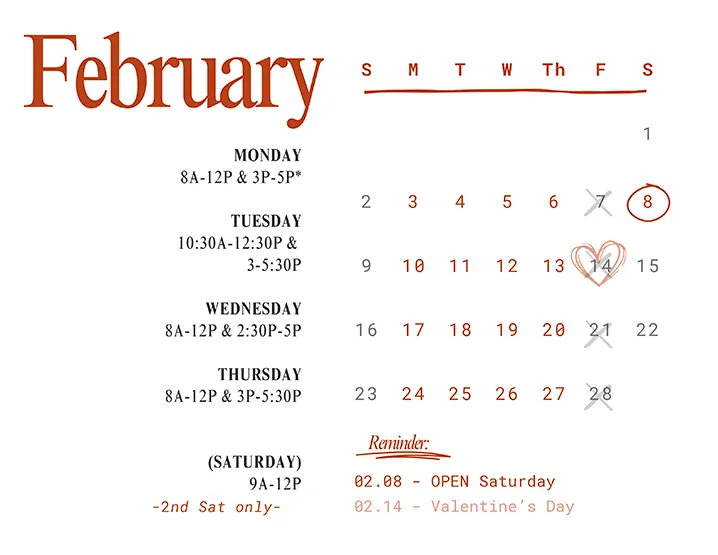 Chiropractic Richmond TX February 2025 Calendar